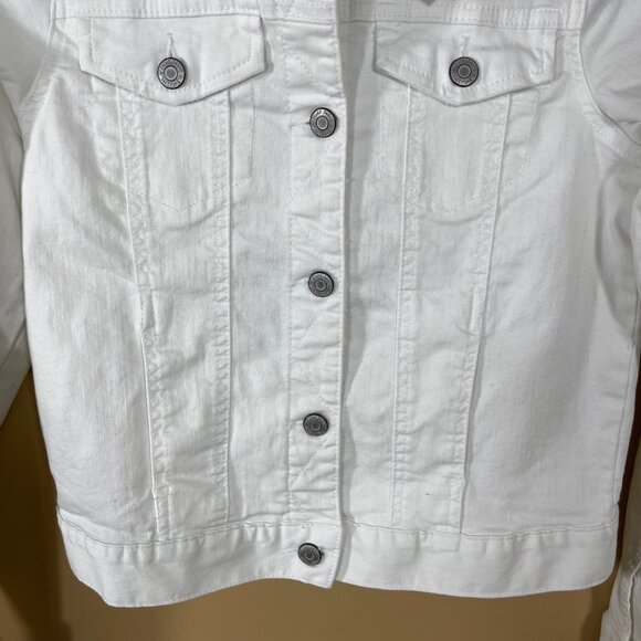 Mudd Girls White Denim Jacket Cropped Size 16 (READ) Stain - Picture 3 of 9